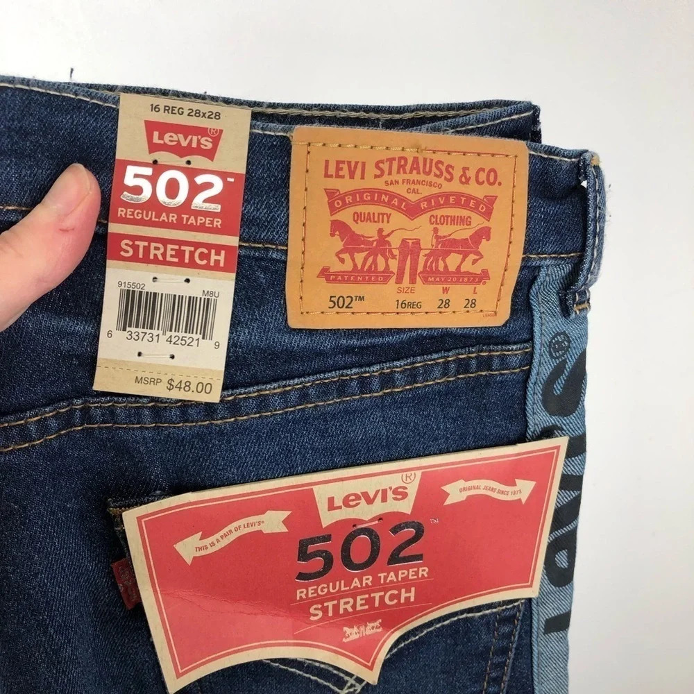 Levi’s girls jeans size 16 502 regular taper jeans side logo spell out - Picture 5 of 6